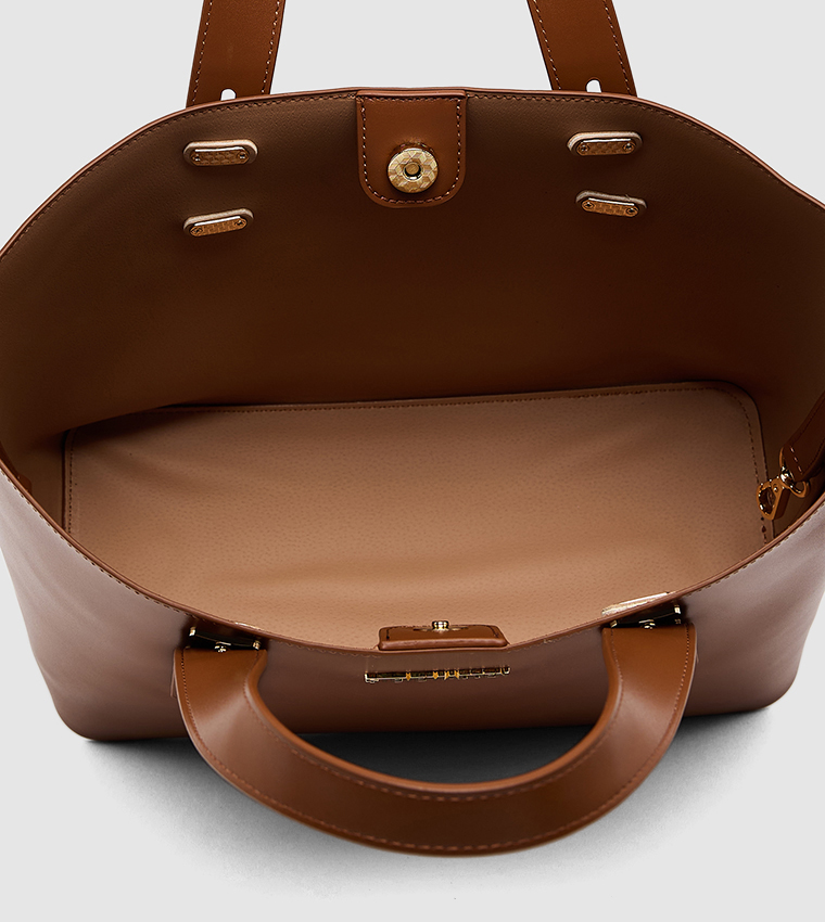 Textured Bucket Bag with Pouch