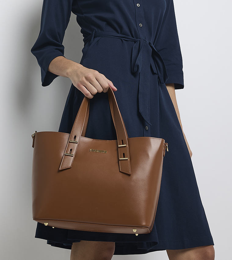 Textured Bucket Bag with Pouch