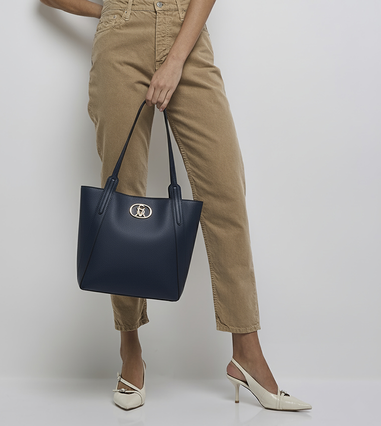 Textured Shoulder Bag with Pouch