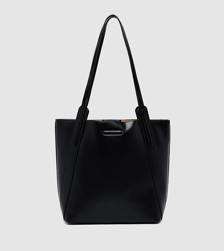 Textured Shoulder Bag with Pouch