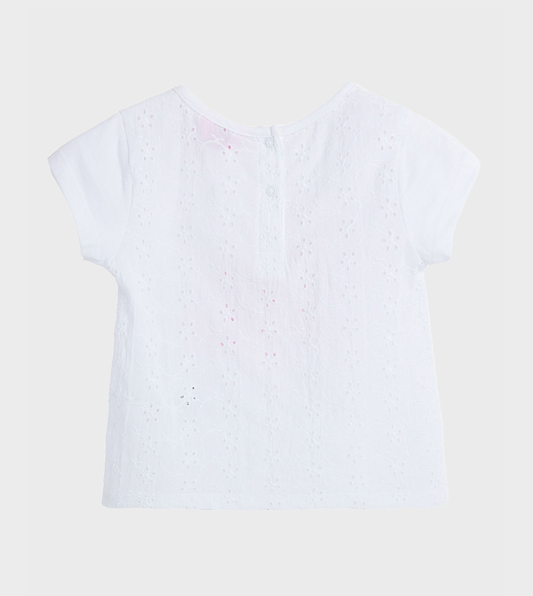 Embroidered T-Shirt with Crew Neck and Short Sleeves