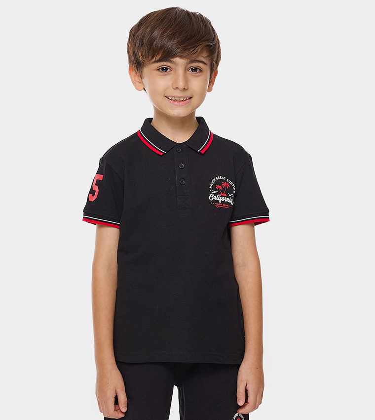 Printed Polo T-Shirt with Short Sleeves