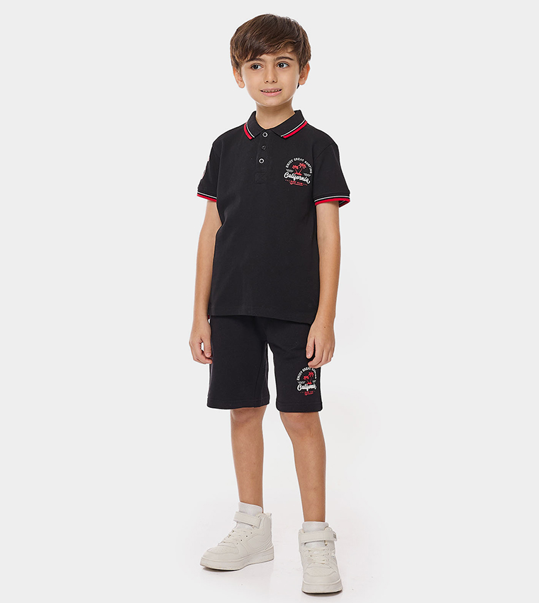 Printed Polo T-Shirt with Short Sleeves