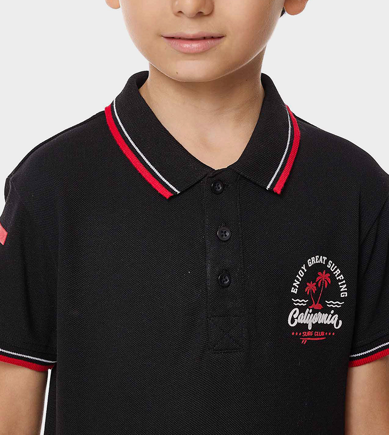 Printed Polo T-Shirt with Short Sleeves