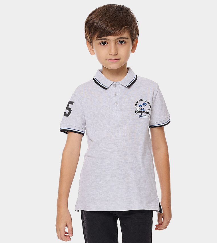 Printed Polo T-Shirt with Short Sleeves