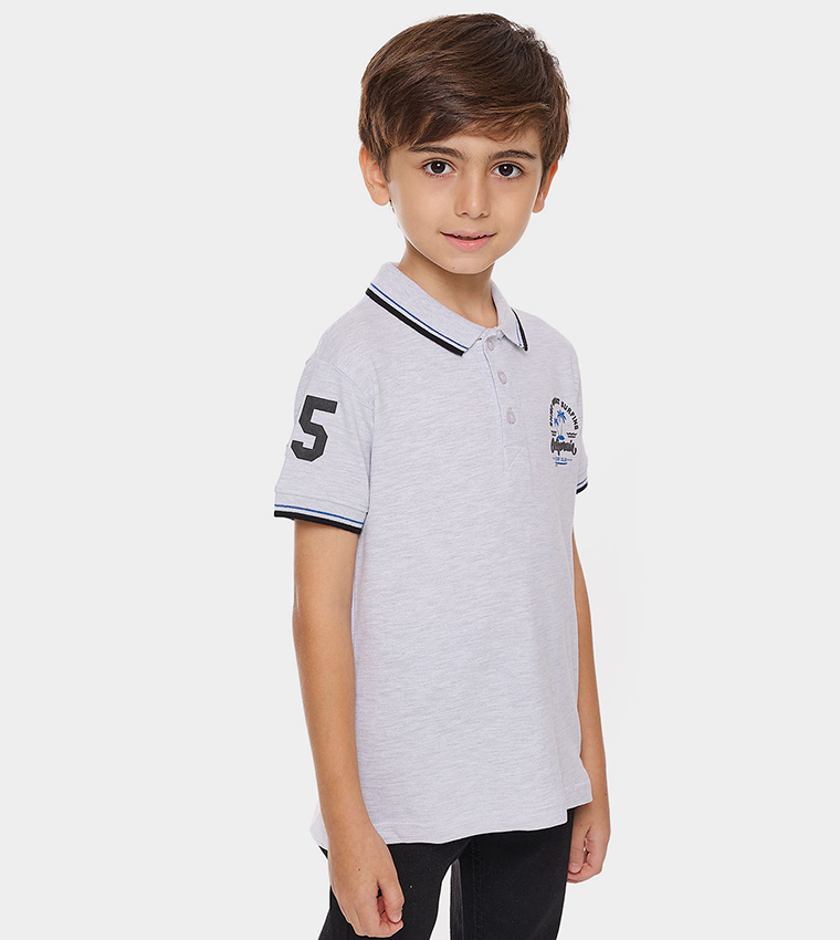 Printed Polo T-Shirt with Short Sleeves