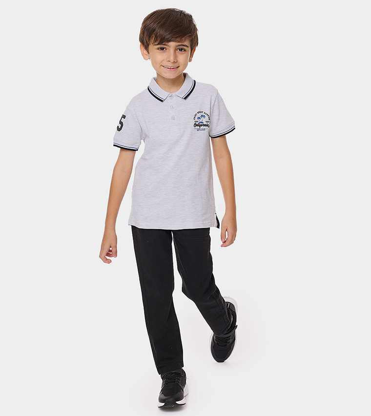 Printed Polo T-Shirt with Short Sleeves