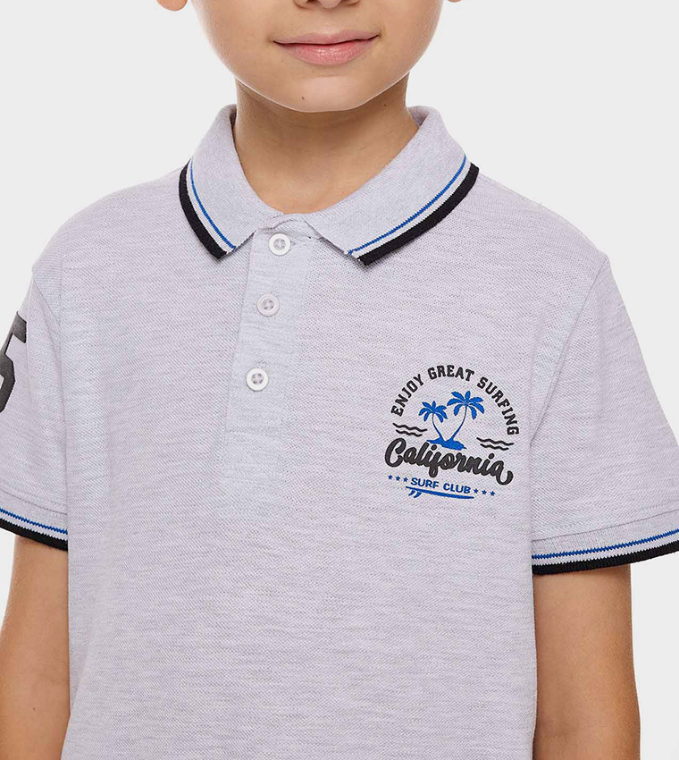 Printed Polo T-Shirt with Short Sleeves
