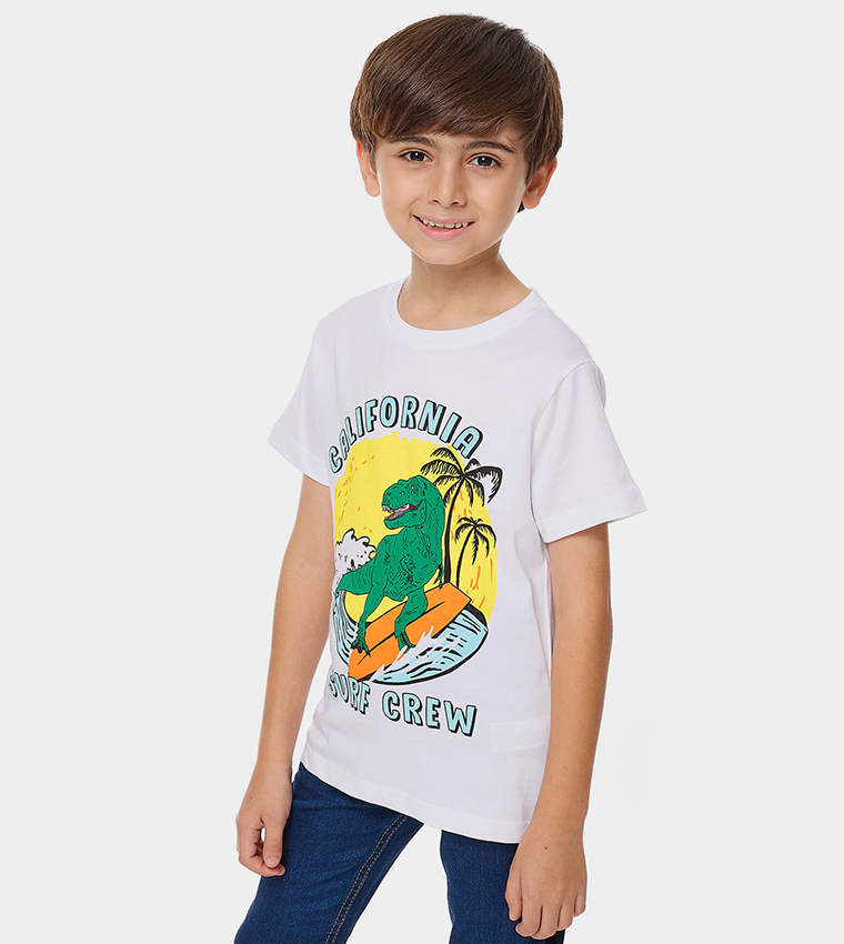 Printed T-Shirt with Crew Neck and Short Sleeves