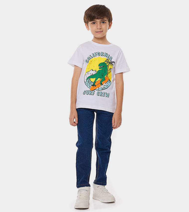 Printed T-Shirt with Crew Neck and Short Sleeves