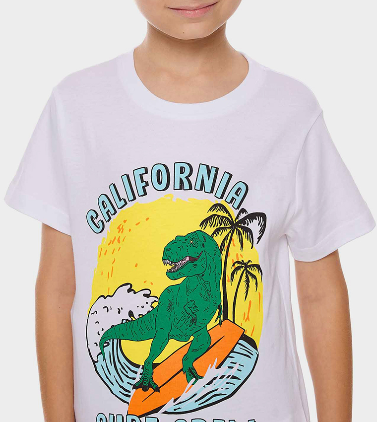 Printed T-Shirt with Crew Neck and Short Sleeves