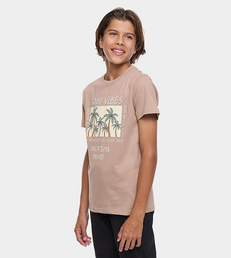 Printed T-Shirt with Crew Neck and Short Sleeves