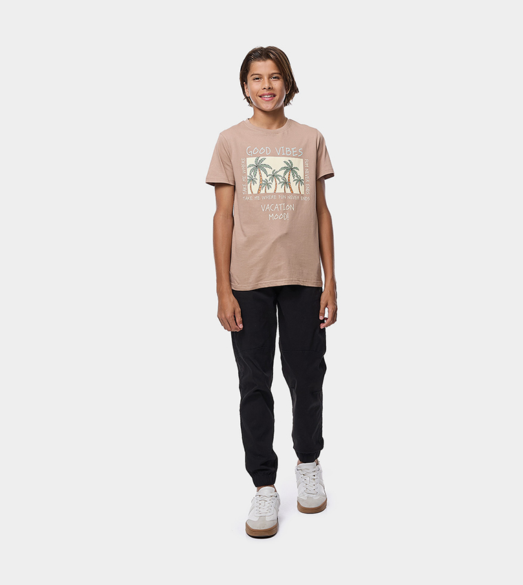 Printed T-Shirt with Crew Neck and Short Sleeves