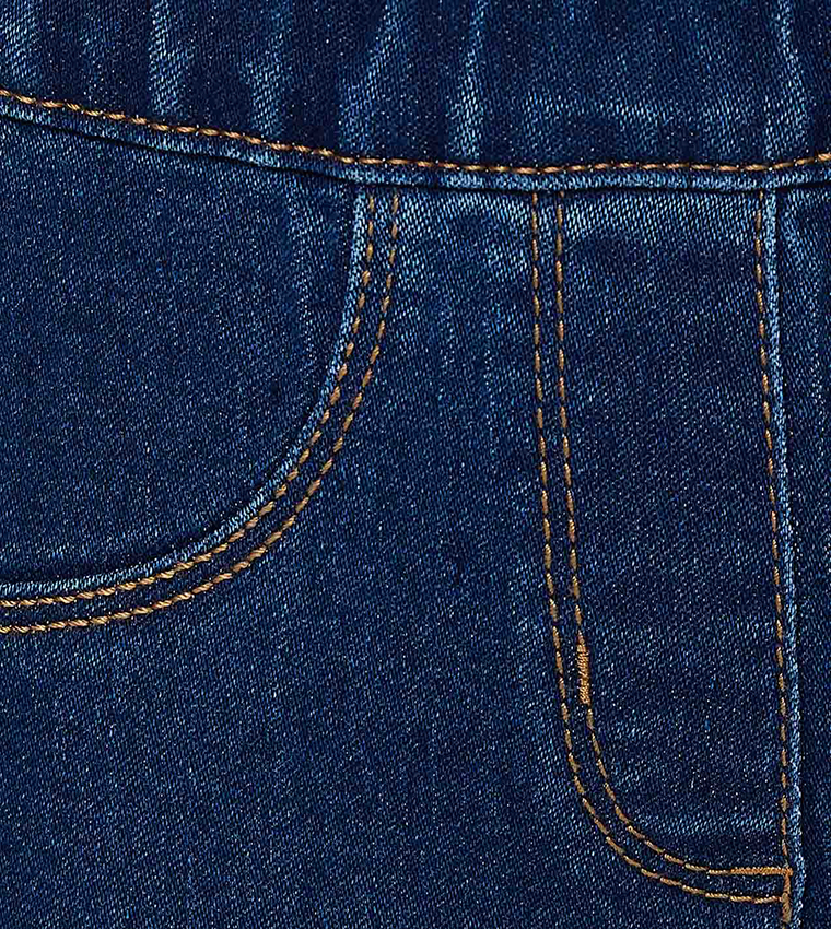 Washed Skinny Fit Jeans with Elastic Waist