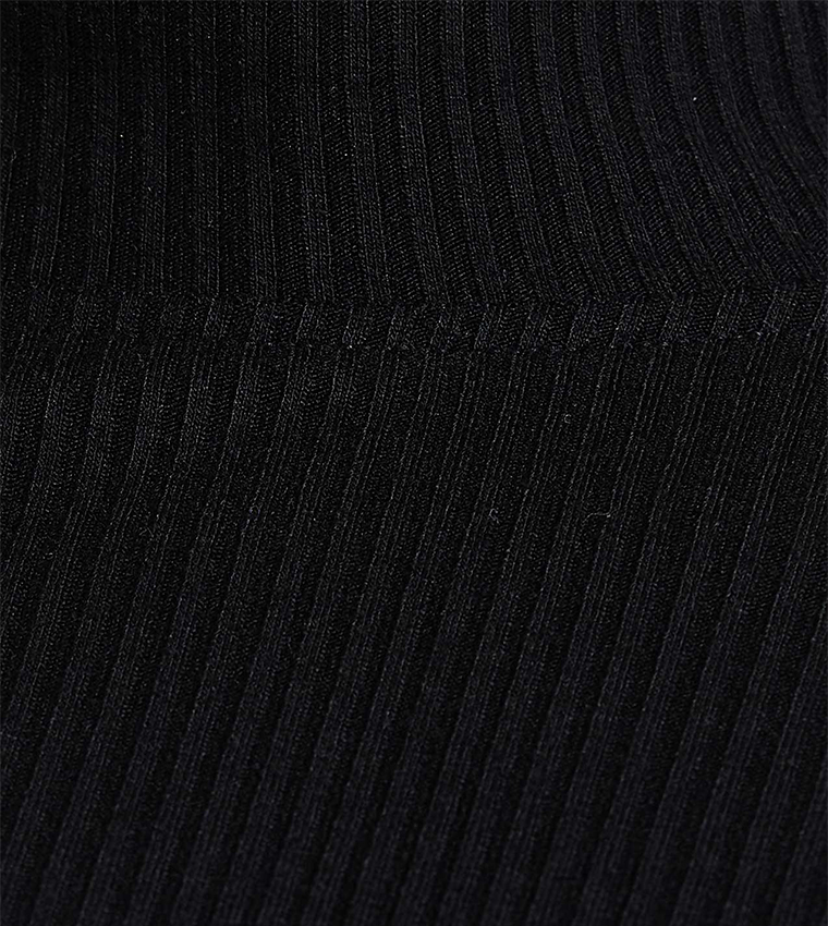 Ribbed Top with Mock Neck and Long Sleeves