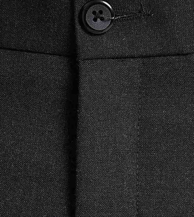 Solid Cropped Trousers with Button Closure