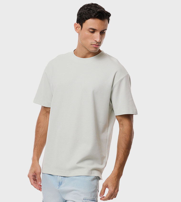 Solid T-Shirt with Crew Neck and Short Sleeves