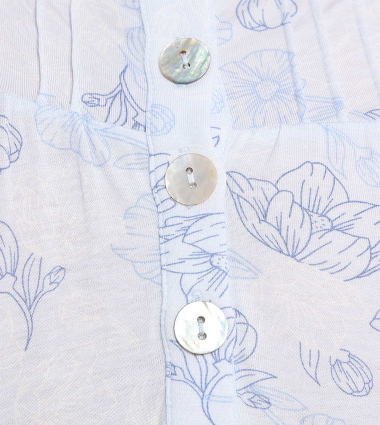 Printed Nightie with Short Sleeves