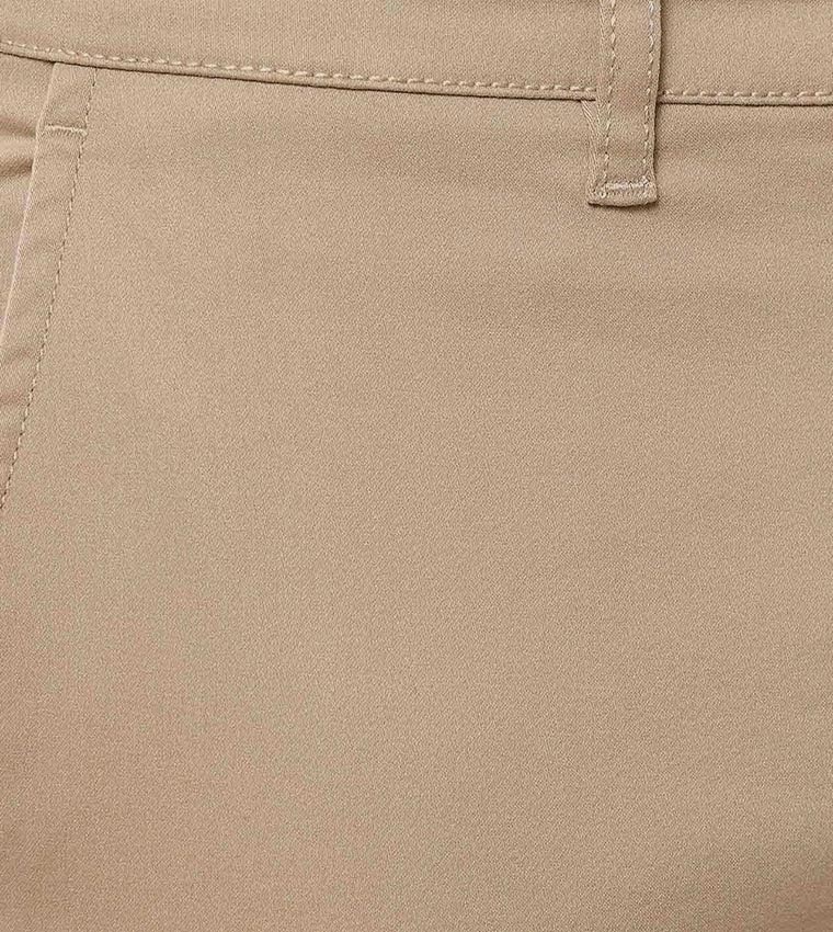 Solid Slim Fit Trousers with Button Closure