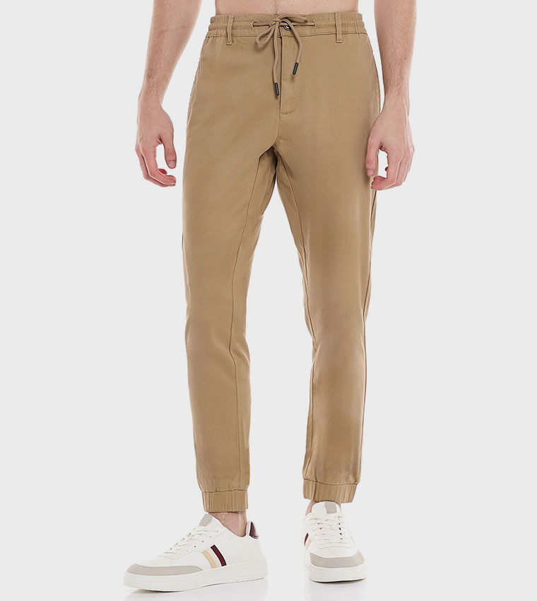 Solid Jogger Pants with Drawstring Waist