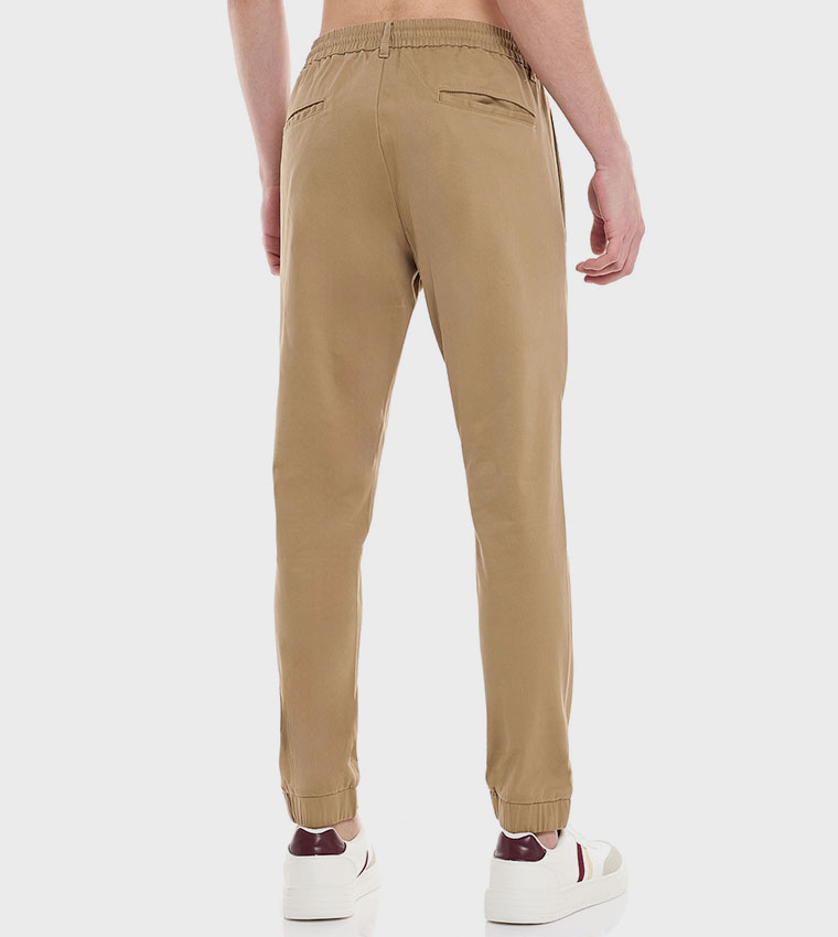 Solid Jogger Pants with Drawstring Waist