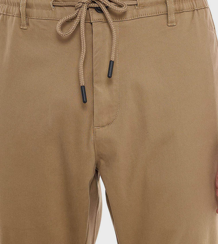 Solid Jogger Pants with Drawstring Waist