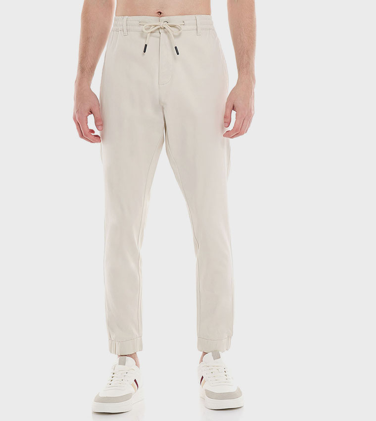 Solid Jogger Pants with Drawstring Waist