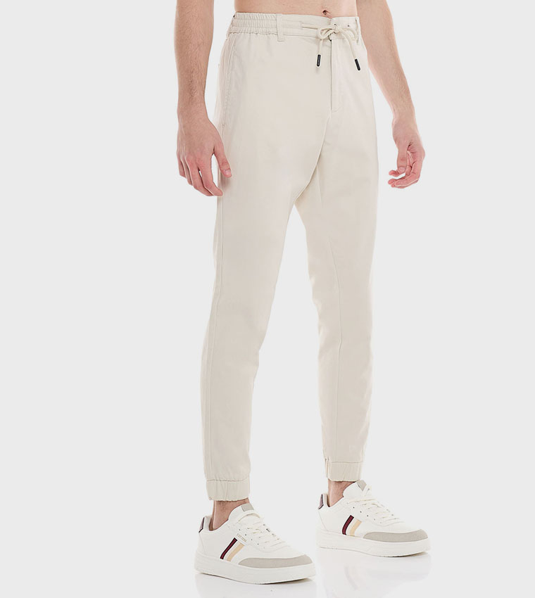 Solid Jogger Pants with Drawstring Waist