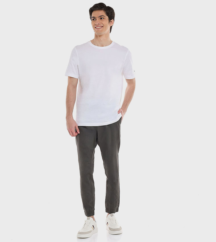 Solid Jogger Pants with Drawstring Waist