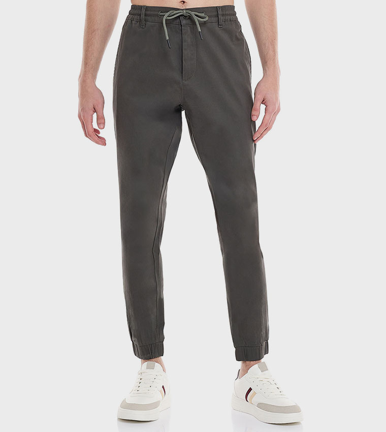Solid Jogger Pants with Drawstring Waist
