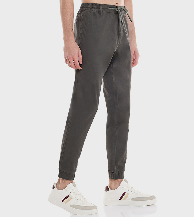Solid Jogger Pants with Drawstring Waist