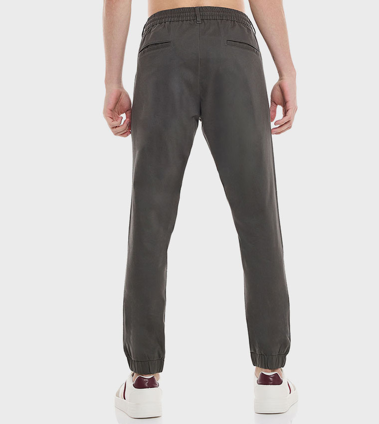 Solid Jogger Pants with Drawstring Waist