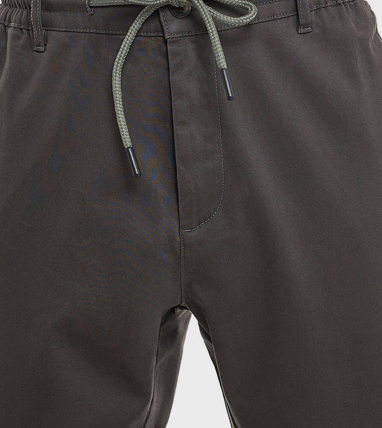 Solid Jogger Pants with Drawstring Waist