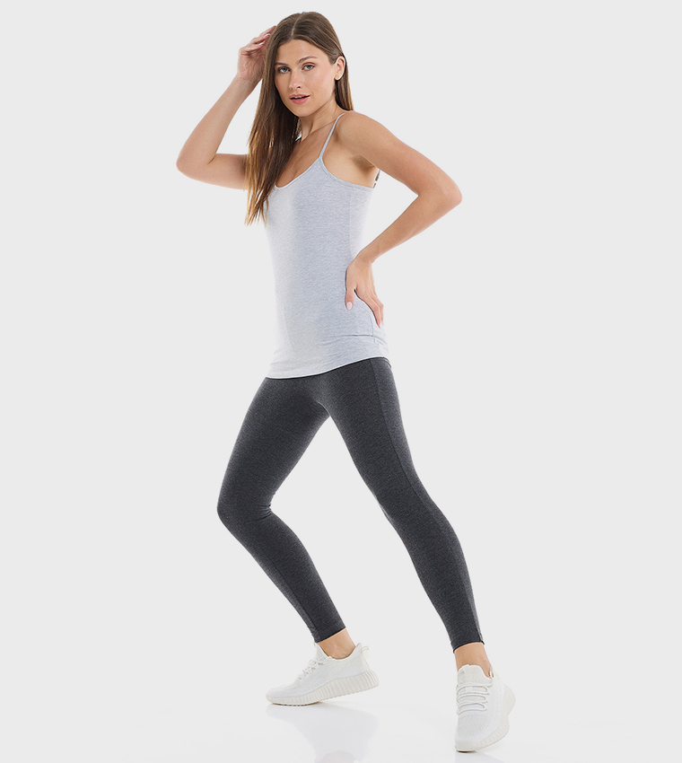 Solid Leggings with Elastic Waist