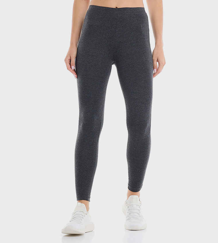 Solid Leggings with Elastic Waist