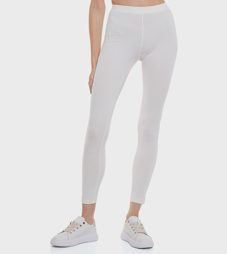 Solid Leggings with Elastic Waist