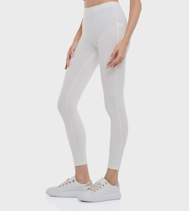 Solid Leggings with Elastic Waist