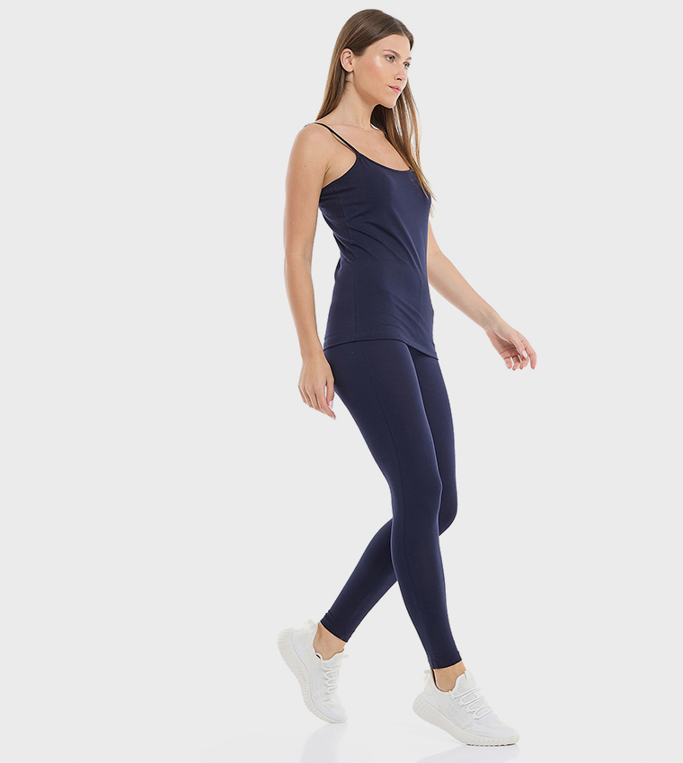 Solid Leggings with Elastic Waist