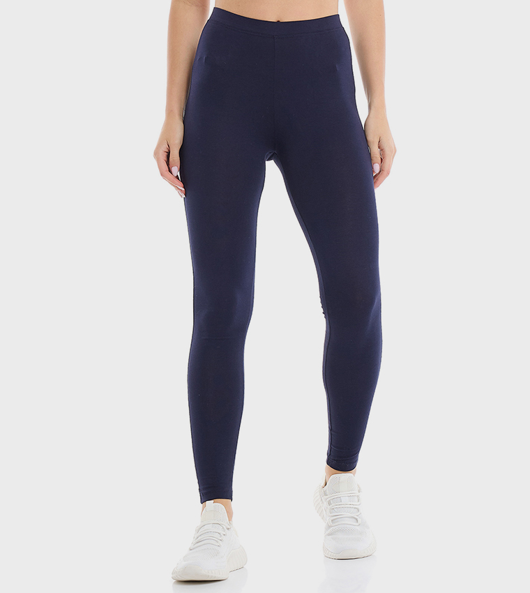 Solid Leggings with Elastic Waist