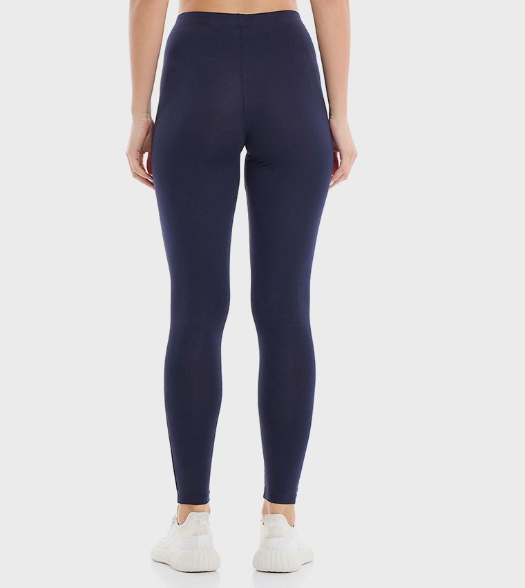 Solid Leggings with Elastic Waist