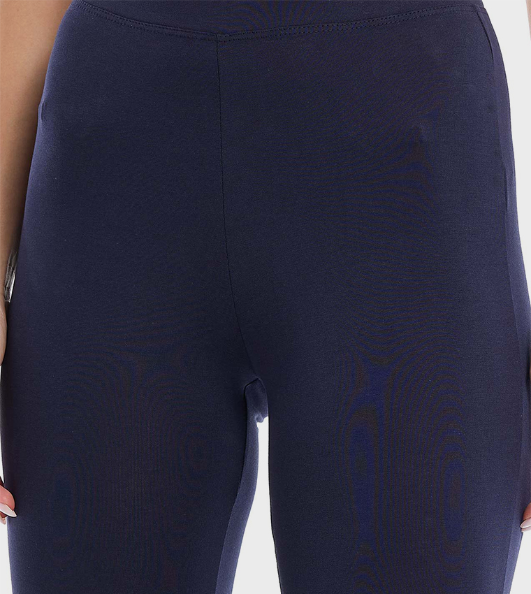 Solid Leggings with Elastic Waist