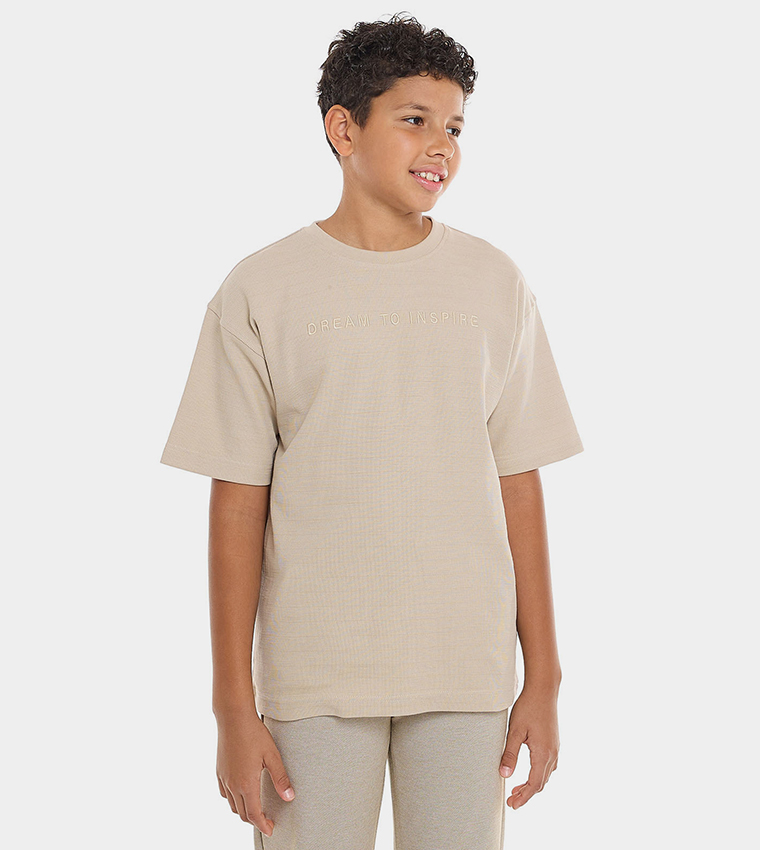 Embroidered T-Shirt with Crew Neck and Short Sleeves