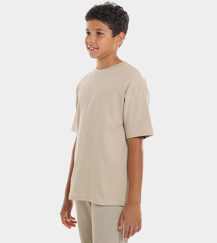 Embroidered T-Shirt with Crew Neck and Short Sleeves