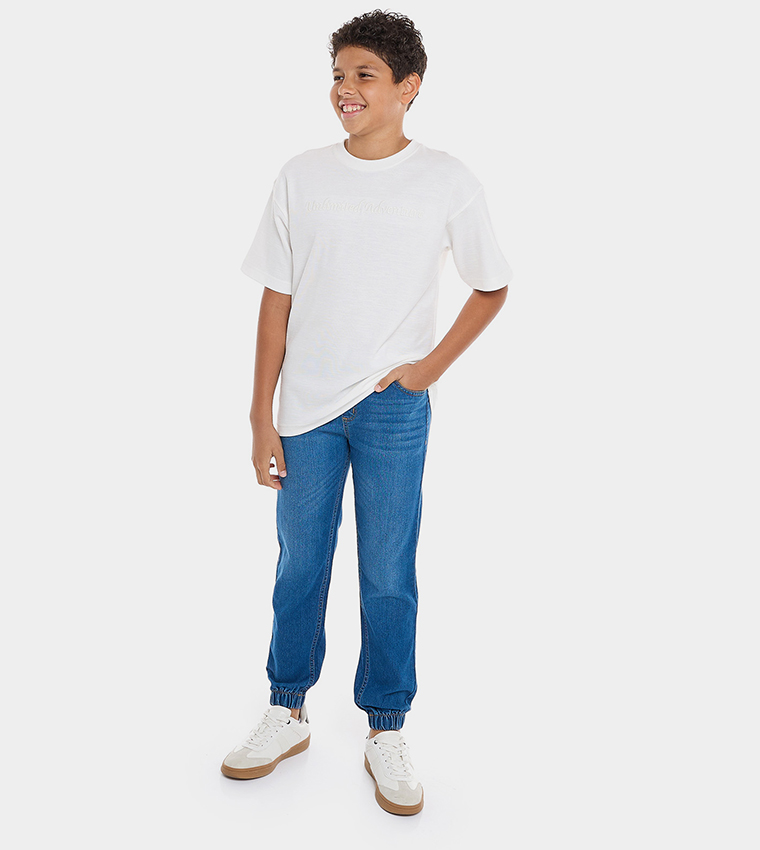 Embroidered T-Shirt with Crew Neck and Short Sleeves