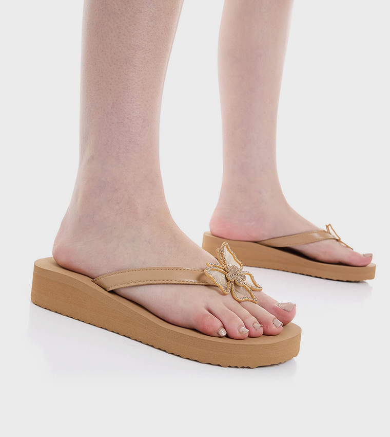 Appliqued Platform Sandals