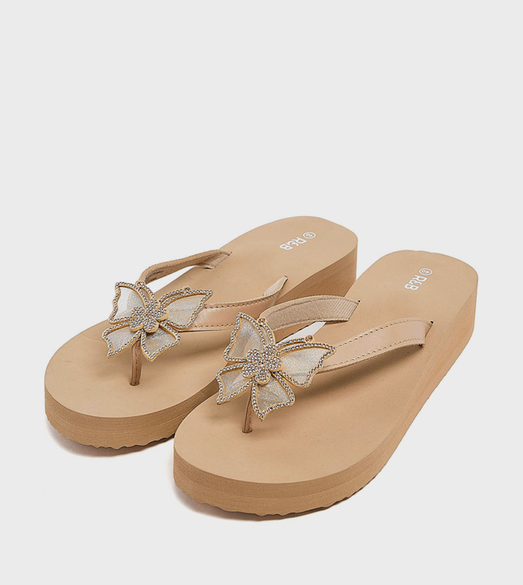 Appliqued Platform Sandals
