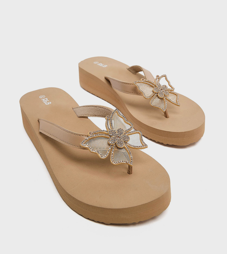 Appliqued Platform Sandals