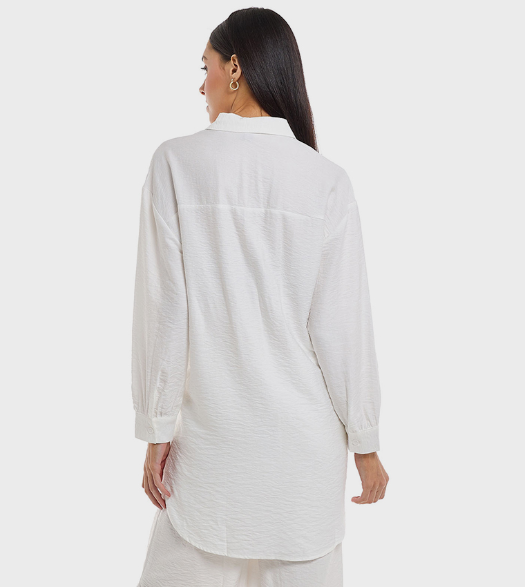 Solid Shirt Tunic with Classic Collar