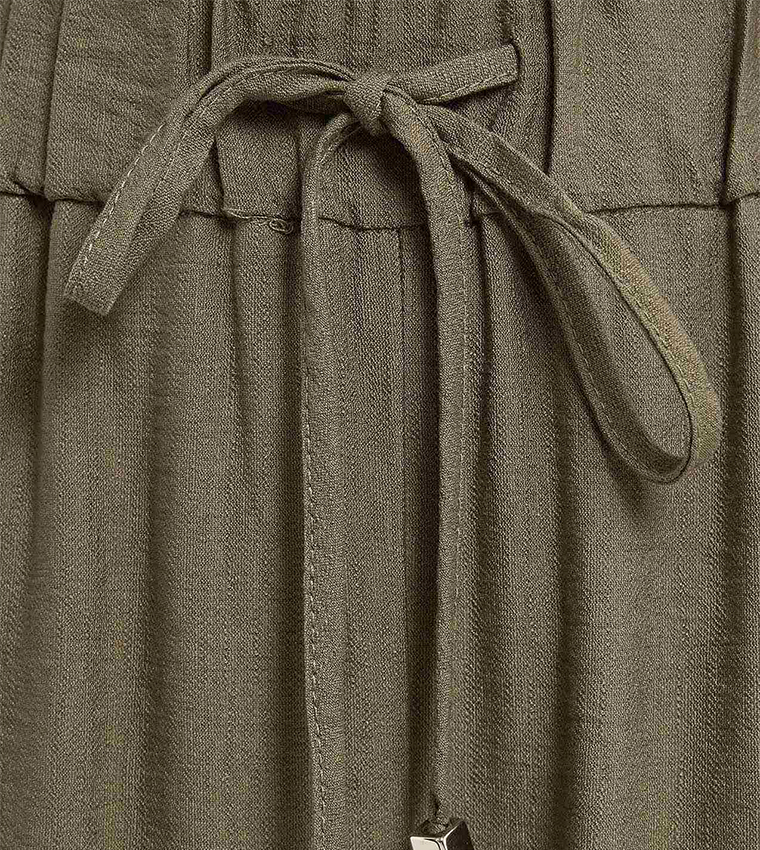 Solid Wide Leg Pants with Drawstring Waist
