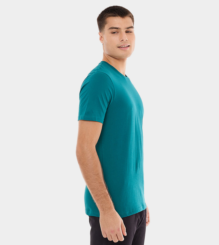 Solid T-Shirt with Crew Neck and Short Sleeves